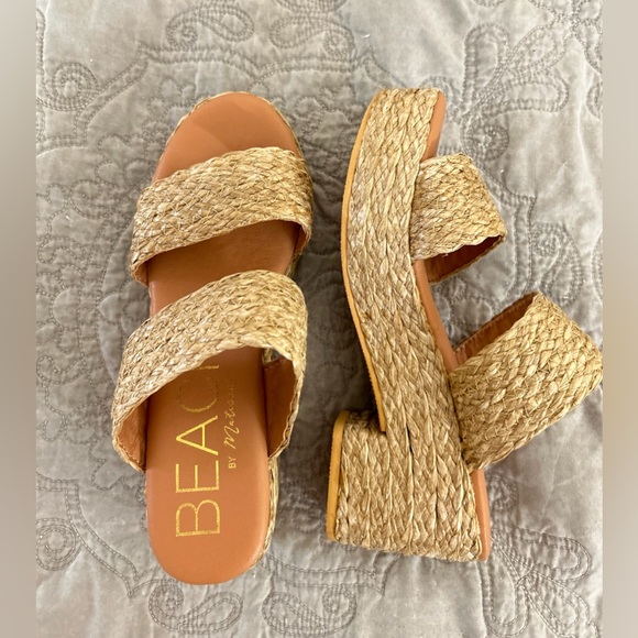 NWOT Beach by Matisse Ocean Ave Raffia Platform Sandals Slides Size 8 - Picture 8 of 12